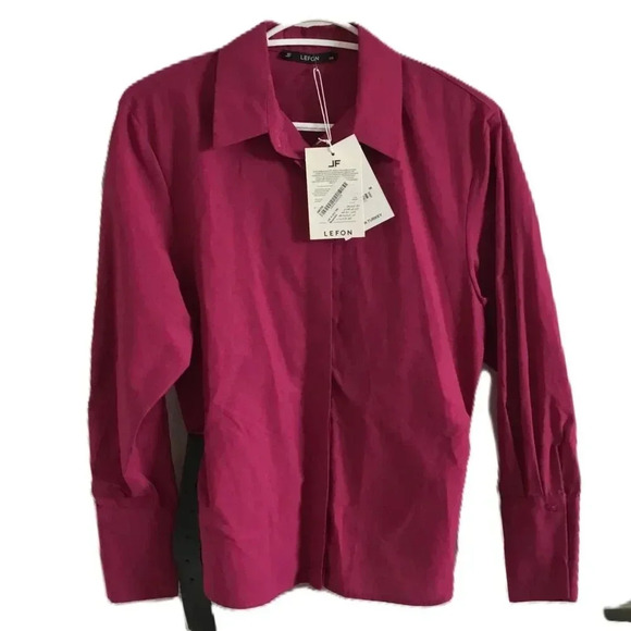 Magenta Belted Back Cotton Shirt  100% Cotton Long sleeves Sz (EU 36| US 4) - Picture 2 of 11